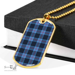Scottish MacKay Blue Clan Tartan Dog Tag Necklace - Classic Scottish Plaid Tartan Plaid