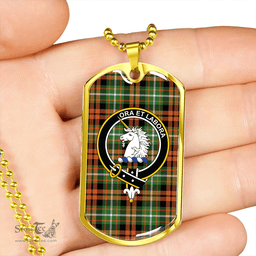 ScottishPlaid Ramsay Orange Ancient Clan Tartan Dog Tag Necklace - Crest Classic Scottish Plaid Tartan Plaid