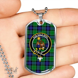 ScottishPlaid Monteith Clan Tartan Dog Tag Necklace - Crest Classic Scottish Plaid Tartan Plaid