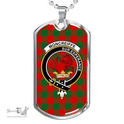 Scottish Moncrieffe Clan Tartan Dog Tag Necklace - Crest Classic Scottish Plaid Tartan Plaid