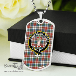 ScottishPlaid Robertson Dress #2 Ancient Clan Tartan Dog Tag Necklace - Crest Classic Scottish Plaid Tartan Plaid