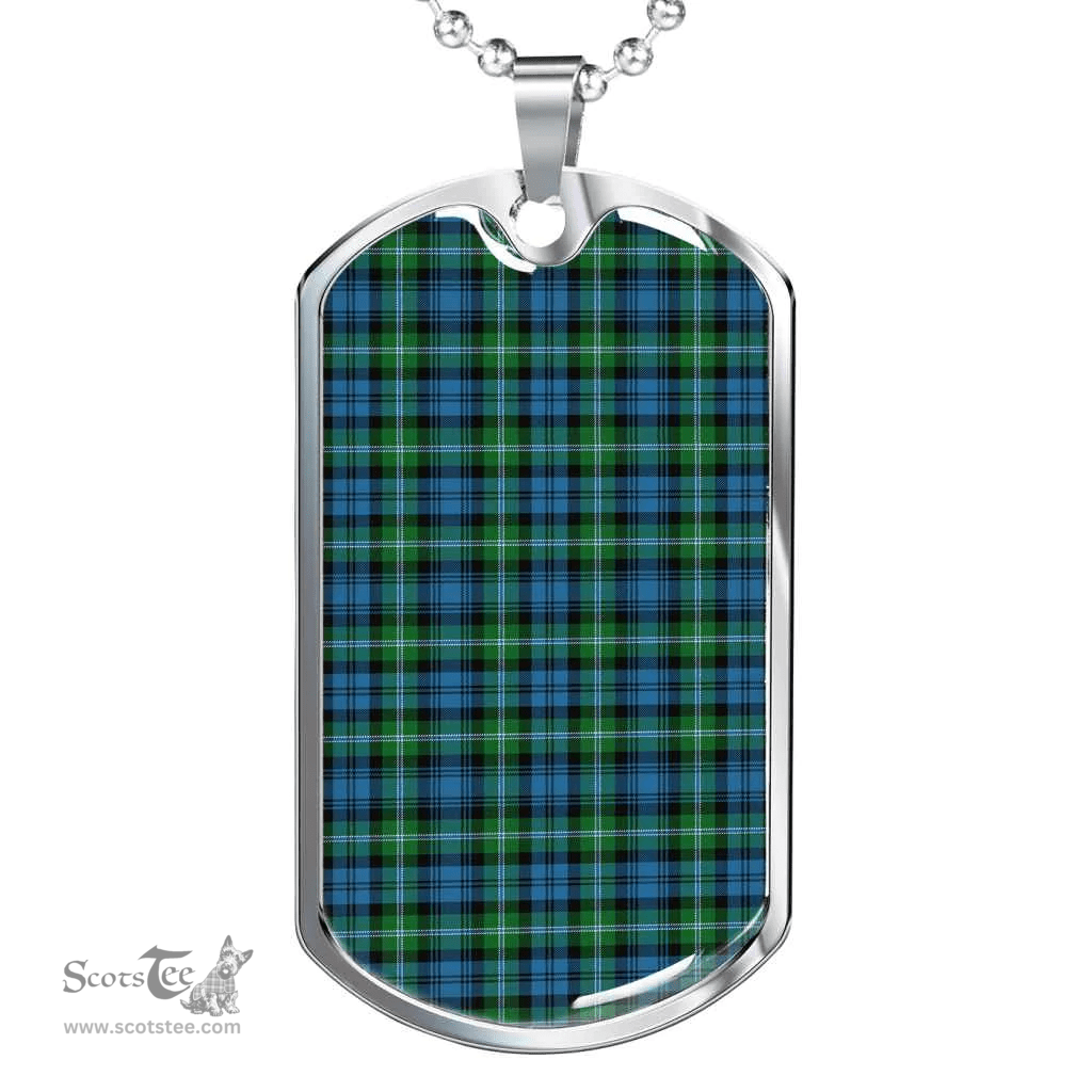 Scottish Lyon Clan Tartan Dog Tag Necklace - Classic Scottish Plaid Tartan Plaid