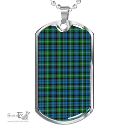 Scottish Lyon Clan Tartan Dog Tag Necklace - Classic Scottish Plaid Tartan Plaid