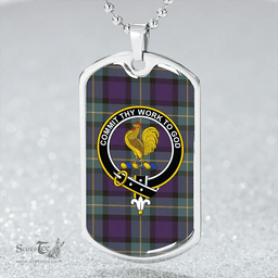ScottishPlaid Sinclair of Ulster Weathered Clan Tartan Dog Tag Necklace - Crest Classic Scottish Plaid Tartan Plaid