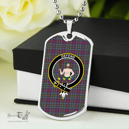 ScottishPlaid Wood Weathered Clan Tartan Dog Tag Necklace - Crest Classic Scottish Plaid Tartan Plaid