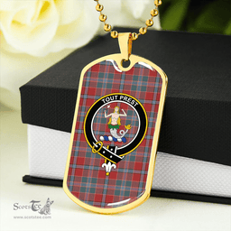 ScottishPlaid Murray of Abercairney Weathered Clan Tartan Dog Tag Necklace - Crest Classic Scottish Plaid Tartan Plaid