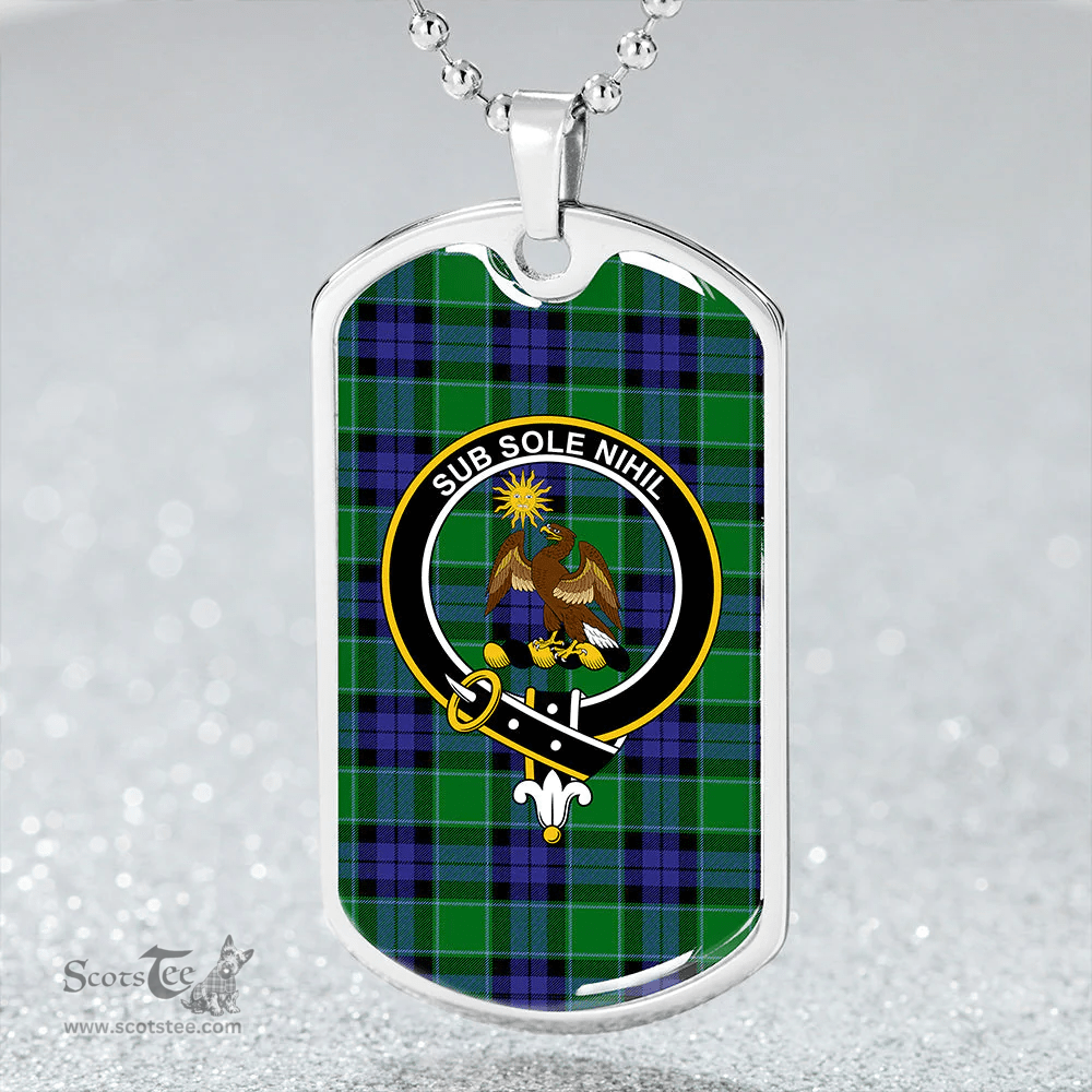 ScottishPlaid Monteith Clan Tartan Dog Tag Necklace - Crest Classic Scottish Plaid Tartan Plaid