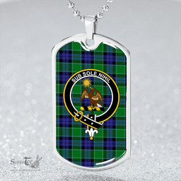 ScottishPlaid Monteith Clan Tartan Dog Tag Necklace - Crest Classic Scottish Plaid Tartan Plaid