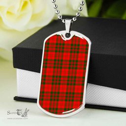 Scottish Livingstone Modern Clan Tartan Dog Tag Necklace - Classic Scottish Plaid Tartan Plaid