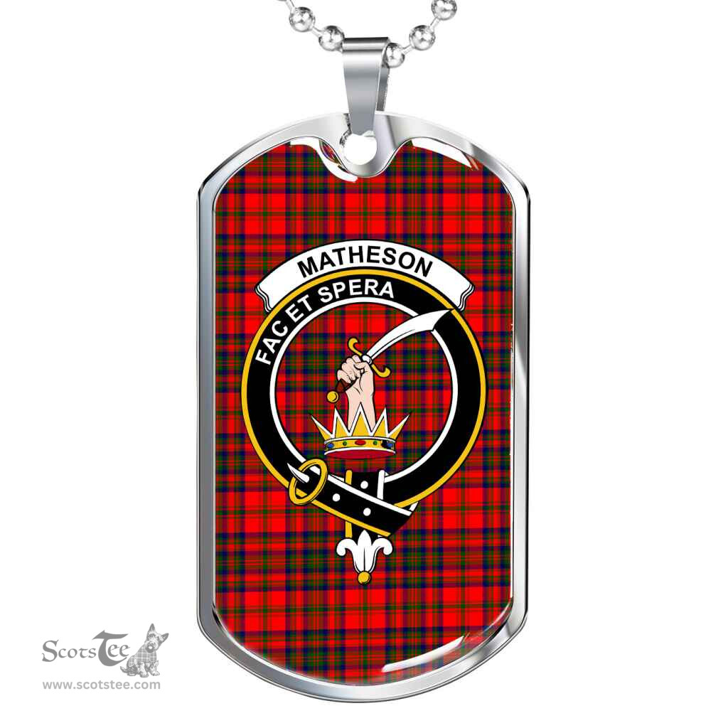 Scottish Matheson Clan Tartan Dog Tag Necklace - Crest Classic Scottish Plaid Tartan Plaid