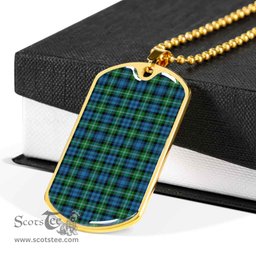 Scottish Lyon Clan Tartan Dog Tag Necklace - Classic Scottish Plaid Tartan Plaid