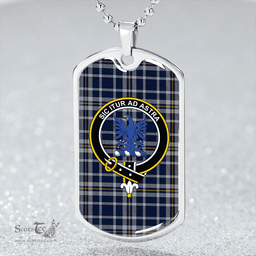ScottishPlaid Ochterlony (Auchterlony) Modern Clan Tartan Dog Tag Necklace - Crest Classic Scottish Plaid Tartan Plaid