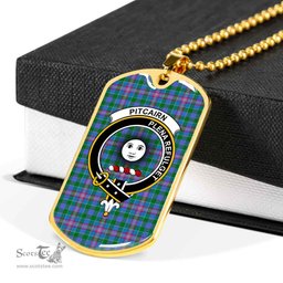 Scottish Pitcairn Clan Tartan Dog Tag Necklace - Crest Classic Scottish Plaid Tartan Plaid