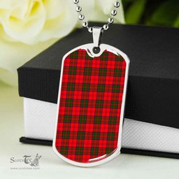 Scottish Grant Modern Clan Tartan Dog Tag Necklace - Classic Scottish Plaid Tartan Plaid