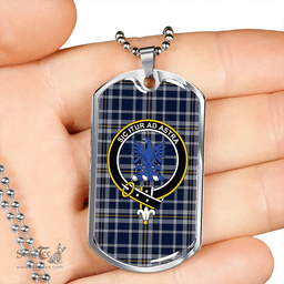 ScottishPlaid Ochterlony (Auchterlony) Modern Clan Tartan Dog Tag Necklace - Crest Classic Scottish Plaid Tartan Plaid