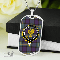 ScottishPlaid Sinclair of Ulster Weathered Clan Tartan Dog Tag Necklace - Crest Classic Scottish Plaid Tartan Plaid