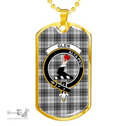 Scottish Glen Clan Tartan Dog Tag Necklace - Crest Classic Scottish Plaid Tartan Plaid