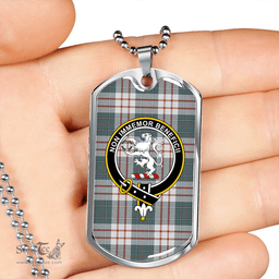 ScottishPlaid MacDiarmid Dress Weathered Clan Tartan Dog Tag Necklace - Crest Classic Scottish Plaid Tartan Plaid