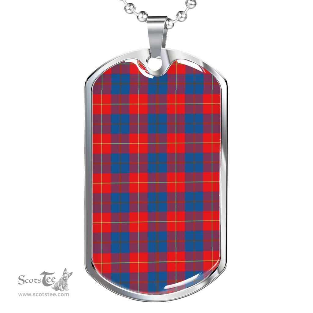 Scottish Galloway Red Clan Tartan Dog Tag Necklace - Classic Scottish Plaid Tartan Plaid