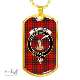 Scottish Matheson Clan Tartan Dog Tag Necklace - Crest Classic Scottish Plaid Tartan Plaid
