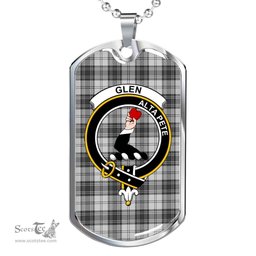 Scottish Glen Clan Tartan Dog Tag Necklace - Crest Classic Scottish Plaid Tartan Plaid