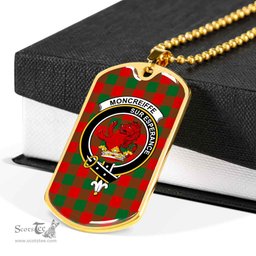 Scottish Moncrieffe Clan Tartan Dog Tag Necklace - Crest Classic Scottish Plaid Tartan Plaid