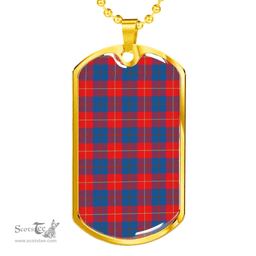Scottish Galloway Red Clan Tartan Dog Tag Necklace - Classic Scottish Plaid Tartan Plaid