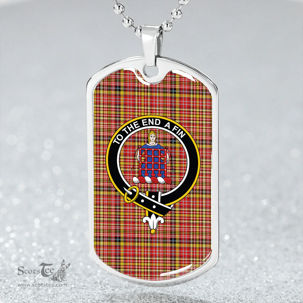 ScottishPlaid Ogilvie of Strathallan Modern Clan Tartan Dog Tag Necklace - Crest Classic Scottish Plaid Tartan Plaid