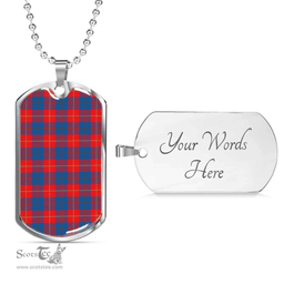 Scottish Galloway Red Clan Tartan Dog Tag Necklace - Classic Scottish Plaid Tartan Plaid