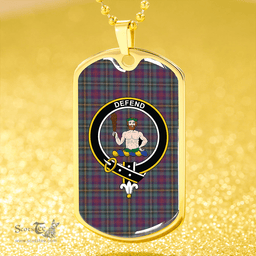 ScottishPlaid Wood Weathered Clan Tartan Dog Tag Necklace - Crest Classic Scottish Plaid Tartan Plaid