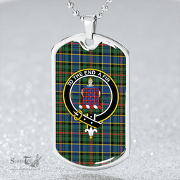 ScottishPlaid Ogilvie of Inverarity (Wilson) Modern Clan Tartan Dog Tag Necklace - Crest Classic Scottish Plaid Tartan Plaid