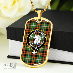ScottishPlaid Ramsay Orange Ancient Clan Tartan Dog Tag Necklace - Crest Classic Scottish Plaid Tartan Plaid