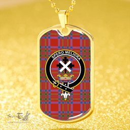 ScottishPlaid Moffat District Ancient Clan Tartan Dog Tag Necklace - Crest Classic Scottish Plaid Tartan Plaid