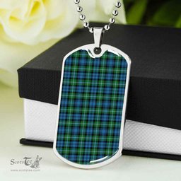 Scottish Lyon Clan Tartan Dog Tag Necklace - Classic Scottish Plaid Tartan Plaid