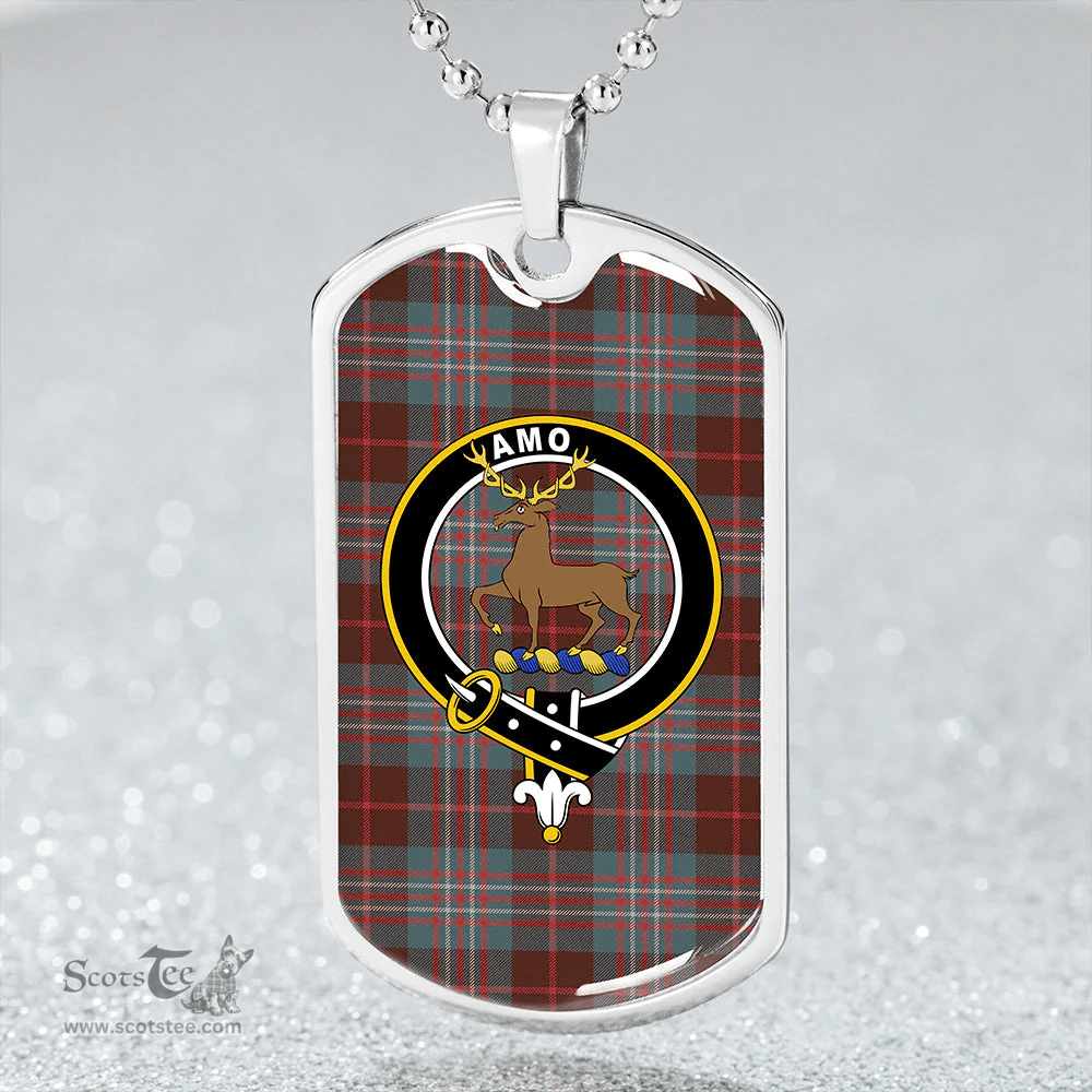ScottishPlaid Scott Brown Hunting Weathered Clan Tartan Dog Tag Necklace - Crest Classic Scottish Plaid Tartan Plaid