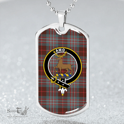 ScottishPlaid Scott Brown Hunting Weathered Clan Tartan Dog Tag Necklace - Crest Classic Scottish Plaid Tartan Plaid