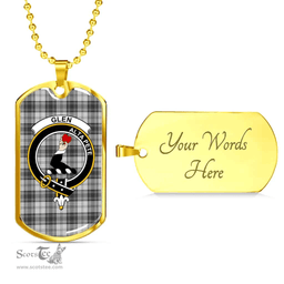 Scottish Glen Clan Tartan Dog Tag Necklace - Crest Classic Scottish Plaid Tartan Plaid