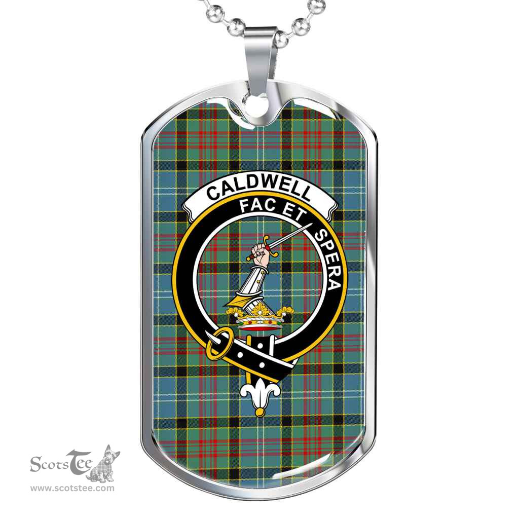 Scottish Caldwell Clan Tartan Dog Tag Necklace - Crest Classic Scottish Plaid Tartan Plaid