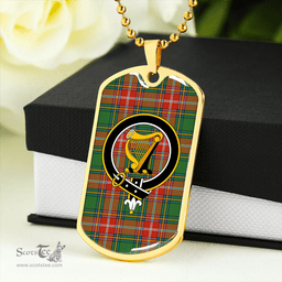 ScottishPlaid MacWhirter Ancient Clan Tartan Dog Tag Necklace - Crest Classic Scottish Plaid Tartan Plaid