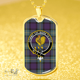 ScottishPlaid Sinclair of Ulster Weathered Clan Tartan Dog Tag Necklace - Crest Classic Scottish Plaid Tartan Plaid