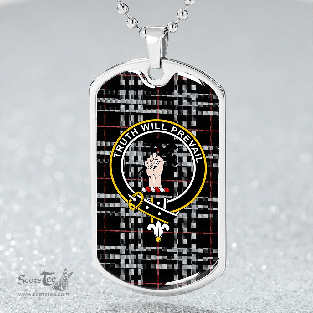 ScottishPlaid Thomson Navy (Thompson Navy) Ancient Clan Tartan Dog Tag Necklace - Crest Classic Scottish Plaid Tartan Plaid
