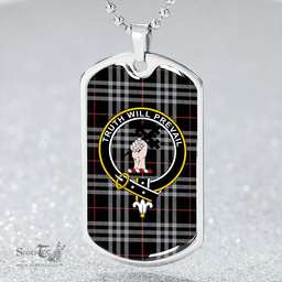 ScottishPlaid Thomson Navy (Thompson Navy) Ancient Clan Tartan Dog Tag Necklace - Crest Classic Scottish Plaid Tartan Plaid
