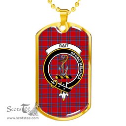 Scottish Rait Clan Tartan Dog Tag Necklace - Crest Classic Scottish Plaid Tartan Plaid