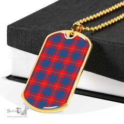 Scottish Galloway Red Clan Tartan Dog Tag Necklace - Classic Scottish Plaid Tartan Plaid