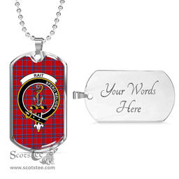 Scottish Rait Clan Tartan Dog Tag Necklace - Crest Classic Scottish Plaid Tartan Plaid