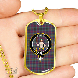 ScottishPlaid Wood Weathered Clan Tartan Dog Tag Necklace - Crest Classic Scottish Plaid Tartan Plaid