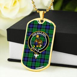 ScottishPlaid Monteith Clan Tartan Dog Tag Necklace - Crest Classic Scottish Plaid Tartan Plaid