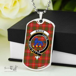 Scottish Bruce Clan Tartan Dog Tag Necklace - Crest Classic Scottish Plaid Tartan Plaid
