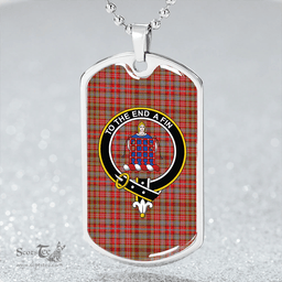 ScottishPlaid Ogilvie of Airlie Modern Clan Tartan Dog Tag Necklace - Crest Classic Scottish Plaid Tartan Plaid