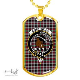 Scottish Borthwick Clan Tartan Dog Tag Necklace - Crest Classic Scottish Plaid Tartan Plaid